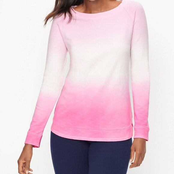 T by Talbots Sweatshirt Pink Ombre Gradient Tie Dye Long Sleeve Stretch Size XS - Picture 2 of 8